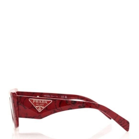 - New Authentic PRADA Acetate Symbole Sunglasses SPR 13Z Red Marble - Picture 5 of 12
